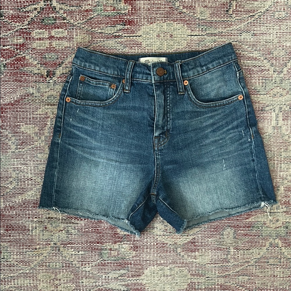 Madewell Blue Jean Shorts with Raw Hem and Medium Wash